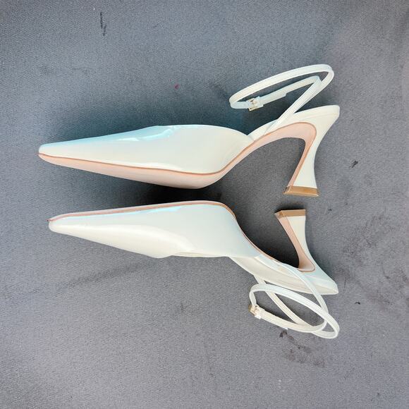 Reformation Natasha White Patent Slingback Pumps Sz 8 - Picture 4 of 5